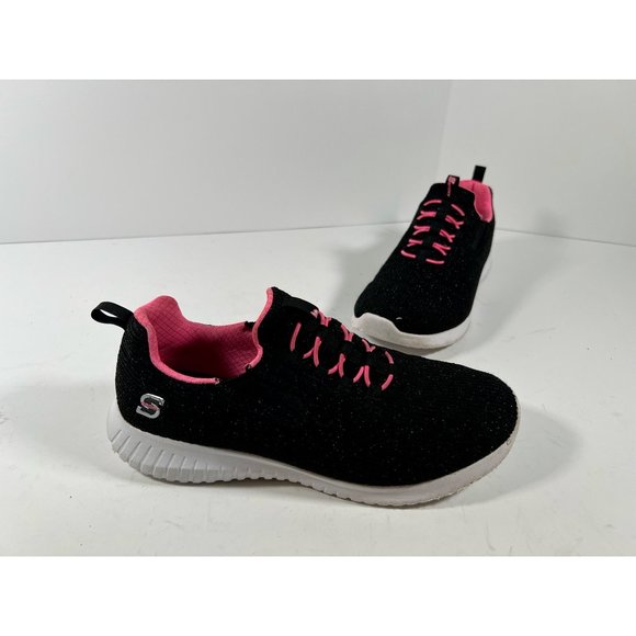 Skechers Girls S Sport Ada Slip On Sneaker Black Glitter Knit Running Shoes 5 - Picture 1 of 7